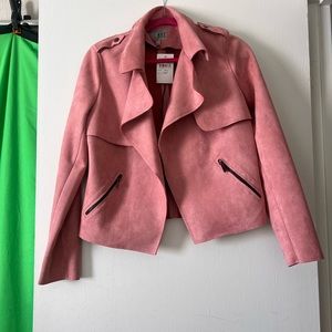 KUT From The Kloth Jacee Draped Moto Faux Suede Jacket size small